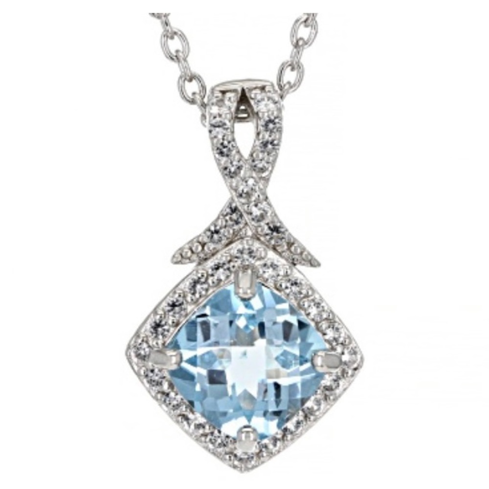 925 Silver and Blue Topaz necklace pendant
